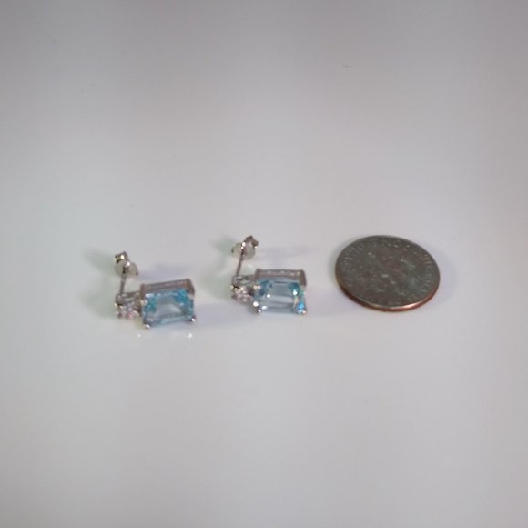 Blue Topaz Octagon Earrings 4 Carats tw - Picture 7 of 7